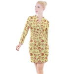 Bw Christmas Icons   Button Long Sleeve Dress