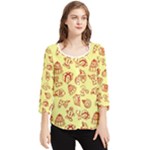 Bw Christmas Icons   Chiffon Quarter Sleeve Blouse