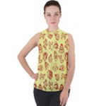 Bw Christmas Icons   Mock Neck Chiffon Sleeveless Top