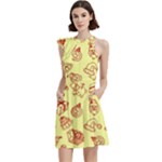 Bw Christmas Icons   Cocktail Party Halter Sleeveless Dress With Pockets