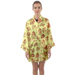 Bw Christmas Icons   Long Sleeve Satin Kimono