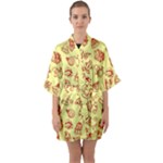 Bw Christmas Icons   Half Sleeve Satin Kimono 