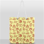 Bw Christmas Icons   Full Print Rope Handle Tote (Large)