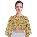 Bw Christmas Icons   Tie Back Butterfly Sleeve Chiffon Top