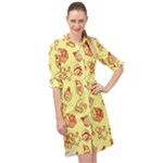 Bw Christmas Icons   Long Sleeve Mini Shirt Dress