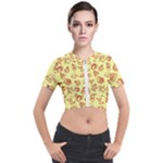 Bw Christmas Icons   Short Sleeve Cropped Jacket