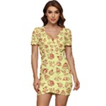 Bw Christmas Icons   Low Cut Cap Sleeve Mini Dress