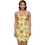 Bw Christmas Icons   Sleeveless Wide Square Neckline Ruched Bodycon Dress