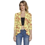 Bw Christmas Icons   Women s 3/4 Sleeve Ruffle Edge Open Front Jacket