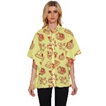 Bw Christmas Icons   Women s Batwing Button Up Shirt