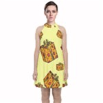 I Wish You All The Gifts Velvet Halter Neckline Dress 