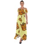 I Wish You All The Gifts Off Shoulder Open Front Chiffon Dress