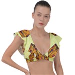 I Wish You All The Gifts Plunge Frill Sleeve Bikini Top