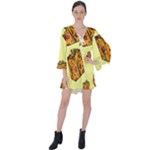 I Wish You All The Gifts V-Neck Flare Sleeve Mini Dress