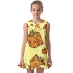 I Wish You All The Gifts Kids  Pilgrim Collar Ruffle Hem Dress