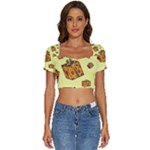 I Wish You All The Gifts Short Sleeve Square Neckline Crop Top 