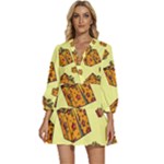I Wish You All The Gifts V-Neck Placket Mini Dress