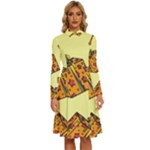 I Wish You All The Gifts Long Sleeve Shirt Collar A-Line Dress
