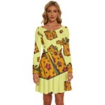 I Wish You All The Gifts Long Sleeve Wide Neck Velvet Dress