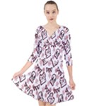 Signs Of Christmas Time  Quarter Sleeve Front Wrap Dress