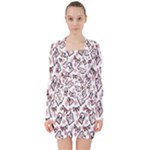 Signs Of Christmas Time  V-neck Bodycon Long Sleeve Dress