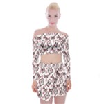 Signs Of Christmas Time  Off Shoulder Top with Mini Skirt Set