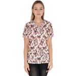 Signs Of Christmas Time  Women s V-Neck Scrub Top