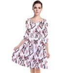 Signs Of Christmas Time  Quarter Sleeve Waist Band Dress