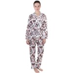Signs Of Christmas Time  Women s Long Sleeve Satin Pajamas Set	