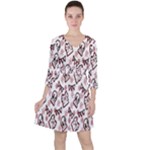 Signs Of Christmas Time  Quarter Sleeve Ruffle Waist Dress