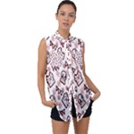 Signs Of Christmas Time  Sleeveless Chiffon Button Shirt