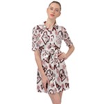 Signs Of Christmas Time  Belted Shirt Dress