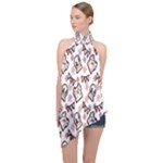 Signs Of Christmas Time  Halter Asymmetric Satin Top