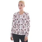 Signs Of Christmas Time  Velvet Zip Up Jacket