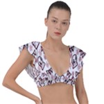 Signs Of Christmas Time  Plunge Frill Sleeve Bikini Top