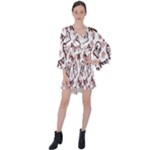 Signs Of Christmas Time  V-Neck Flare Sleeve Mini Dress