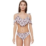 Signs Of Christmas Time  Ruffle Edge Tie Up Bikini Set	