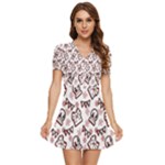 Signs Of Christmas Time  V-Neck High Waist Chiffon Mini Dress