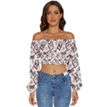 Signs Of Christmas Time  Long Sleeve Crinkled Weave Crop Top