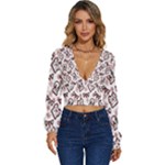 Signs Of Christmas Time  Long Sleeve Deep-V Velour Top