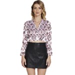 Signs Of Christmas Time  Long Sleeve Tie Back Satin Wrap Top