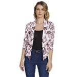 Signs Of Christmas Time  Women s Draped Front 3/4 Sleeve Shawl Collar Jacket