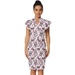 Signs Of Christmas Time  Vintage Frill Sleeve V-Neck Bodycon Dress