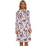 Signs Of Christmas Time  Long Sleeve Shirt Collar A-Line Dress