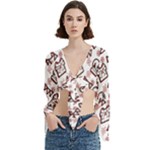 Signs Of Christmas Time  Trumpet Sleeve Cropped Top