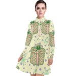 Purple Gifts On A Holy Night   Long Sleeve Chiffon Shirt Dress
