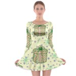Purple Gifts On A Holy Night   Long Sleeve Skater Dress