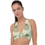 Purple Gifts On A Holy Night   Halter Plunge Bikini Top