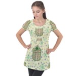 Purple Gifts On A Holy Night   Puff Sleeve Tunic Top