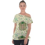 Purple Gifts On A Holy Night   Off Shoulder Tie-Up T-Shirt